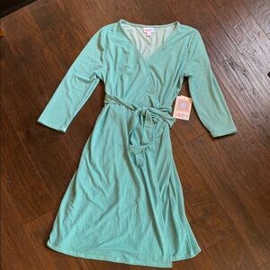 NWT LuLaRoe stretchy knit midi wrap dress mini stripes elbow sleeve size S